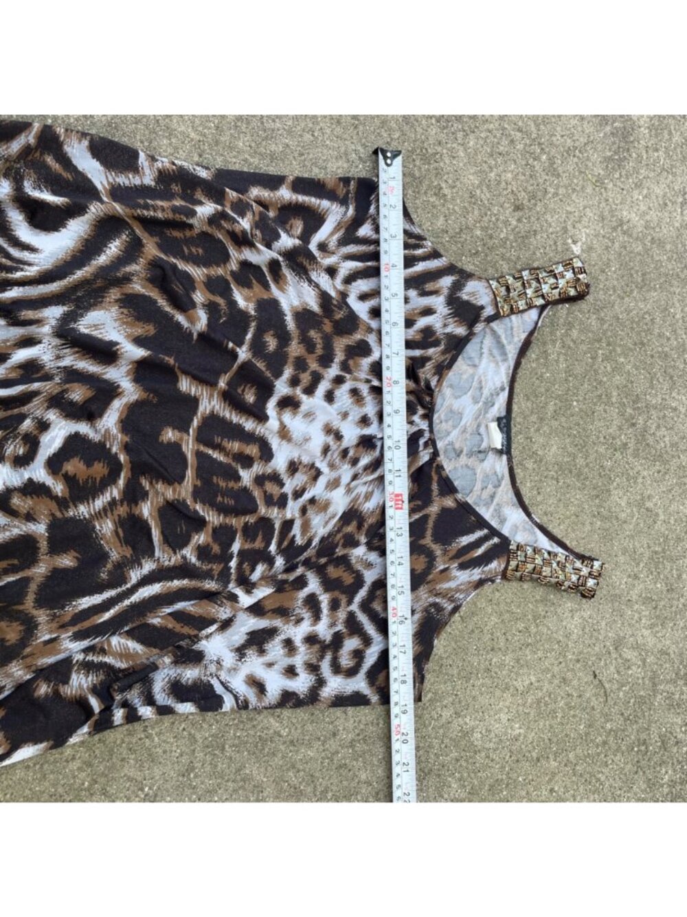 Vintage Y2K Daytrip Tank Top Leopard Print Gold Studded Relaxed Tunic L 2010s - Picture 8 of 10